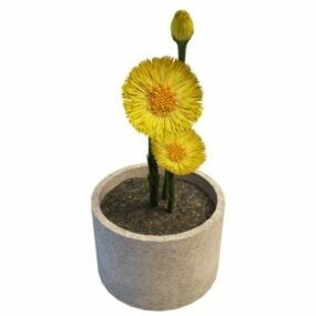 Sunflower Flower Pot 3d model