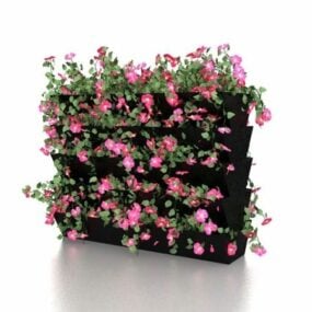 花の生垣緑の壁の植物3Dモデル