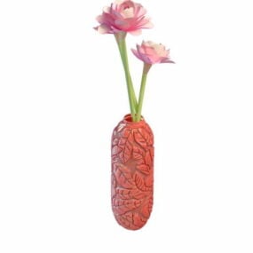 3д модель резная ваза с цветами