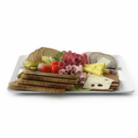 Smörgås och mat skiva Set 3d-modell
