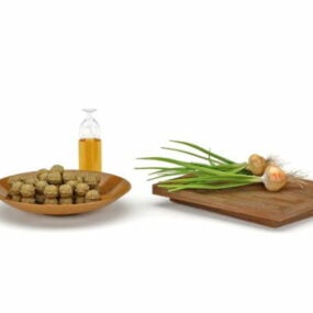 Yemeklik Yağ Seti ile Gıda Sebze 3D model