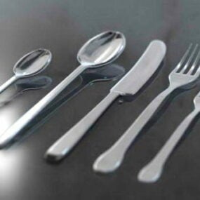 Modello 3d del cucchiaio della forchetta da cucina