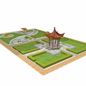 Arquitectura Jardín Chino Diseño Modelo 3d