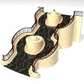 3д модель отеля Роскошный фонтан на лестнице