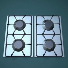 厨房4燃烧器燃气灶顶部3d模型