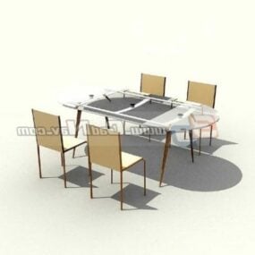 Neljän istuimen ruokasalin kalustesarjat 3d-malli