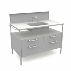 Free Standing Kitchen Cabinet Sink 3d model