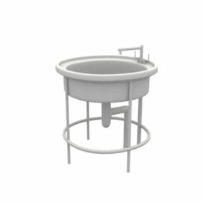 3д модель стоячей металлической круглой кухонной мойки