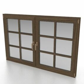French Style Wooden Casement Windows 3d model