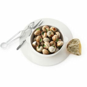 French Cooked Snails Food 3d model