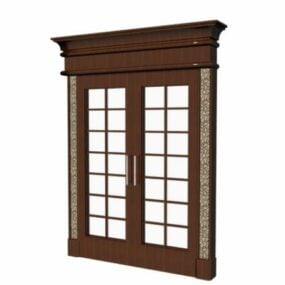 3д модель дизайна деревянной французской двери