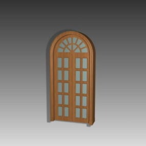 3д модель деревянной французской двери с фрамугой