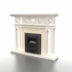 French Stone Fireplace 3d model