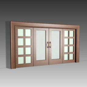 Frosted Glass Partition Doors System 3d model