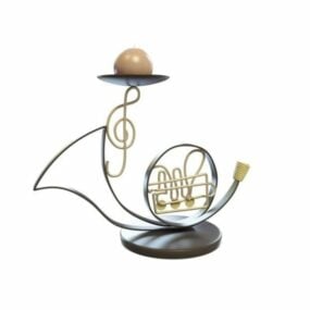 French Horn Antique Candle Holder 3d model