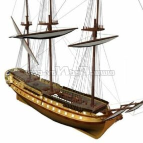 French Watercraft Third Rate Ship 3d model