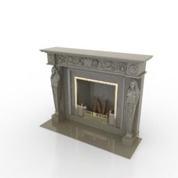 French Design Wood Fireplace 3d model