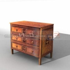 Old French Wooden Cabinet 3d model