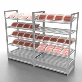 Mô hình 3d giá trưng bày thịt tươi siêu thị