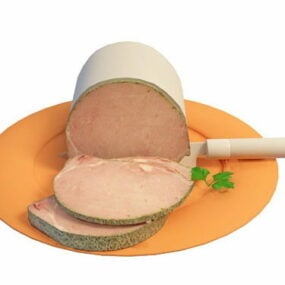 Food Disk With Fried Pork 3d model