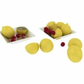 Fruit Tray Lemons Fruit 3d model