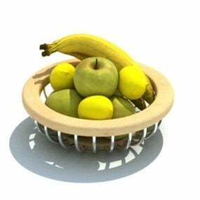 سلة فاكهة الموز والتفاح نموذج ثلاثي الأبعاد