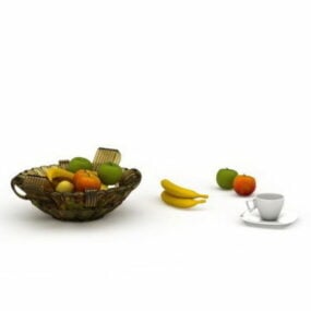Fruit Bowl Food Set 3d model