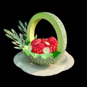 Partij decoratieve fruitbloemvormen 3D-model