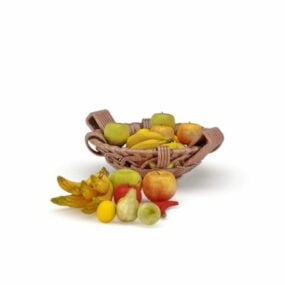 Fruits And Vegetables Basket Food 3d model