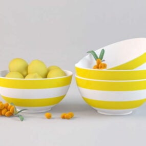 Food Fruits In Bowl 3d model