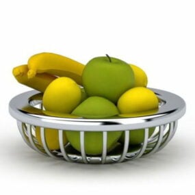 Kitchen Fruits In Metal Basket 3d model
