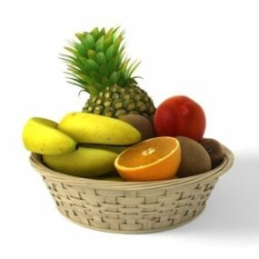 Fruits Pck In Woven Basket 3d model