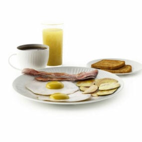 3д модель домашнего полноценного завтрака