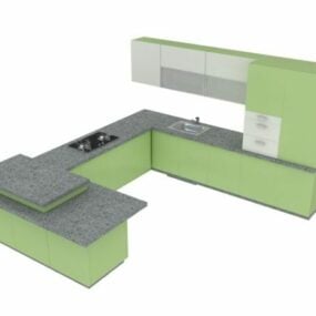 G Shape Kitchen Furniture Design 3d model