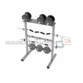Gym Barbell Rack With Dumbbell 3d model