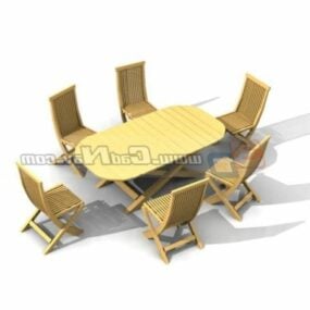 Bộ bàn ghế nhà hàng sân vườn mô hình 3d