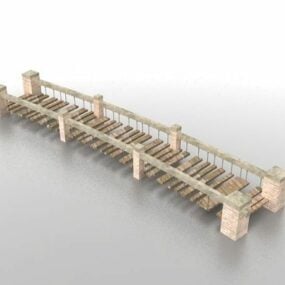 Outdoor Garden Brick Bridge 3D-malli