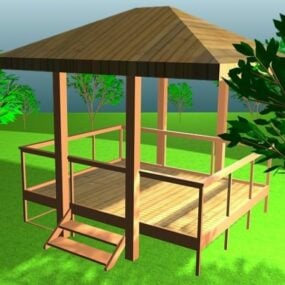 Tradycyjny azjatycki model altanki ogrodowej 3D