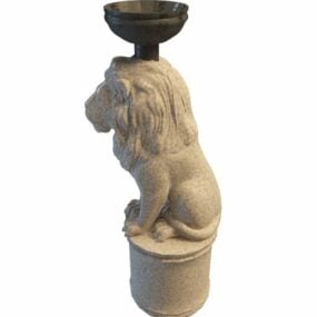3д модель садового декора каменной статуи льва