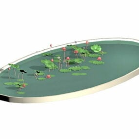 आउटडोर गार्डन लोटस पूल 3डी मॉडल