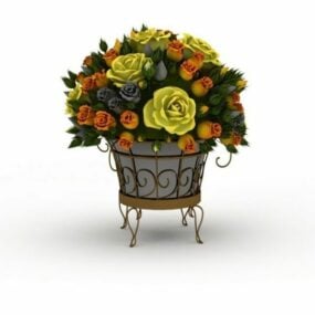 Modelo 3d de cesta de flores ornamentais para casa