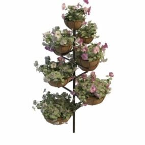 Садова кашпо з квітами 3d модель