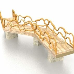 Bahçe Köprüsü Ağaç Dalları Rayları 3D model