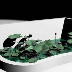 Modello 3d dello stagno del loto del giardino
