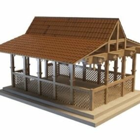 仿古花园棚建筑3d模型