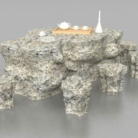 Garden Stone Furniture Table Stools 3d model