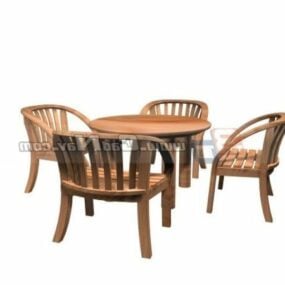 गार्डन फ़र्निचर टेबल कुर्सियाँ सेट 3डी मॉडल