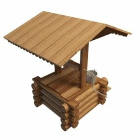Drewniane życzenia ogrodowe z dachem Model 3D