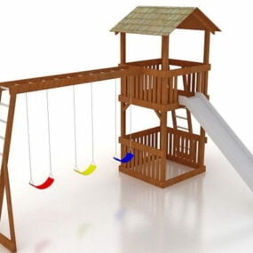 Playground Garden Wooden Playhouse 3d model