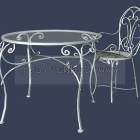 Conjuntos de cadeiras de mesa de ferro para móveis de jardim modelo 3d